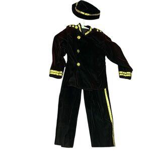 Handmade Vintage Velvet 3 Piece Dark Burgundy Military Renaissance Outfit 3T